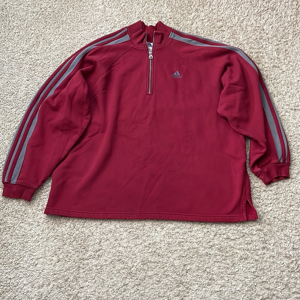 EUC Men’s Adidas Red/Gray 1/4 Zip Pullover Size XL